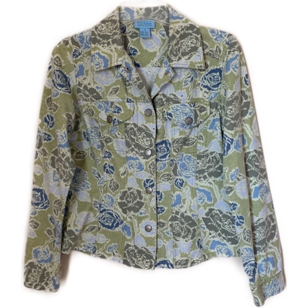 So Blue Sigrid Olsen Floral Jacket Size 2